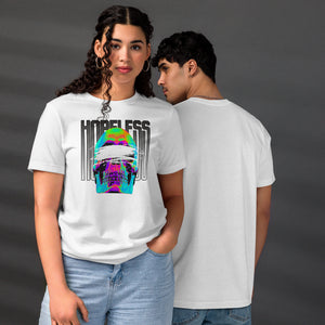 A blindfolded skull in thermal color, bold chrome lettering. Hopeless is a choice, not a diagnosis. Dark apparel from Artificial Perdition.
