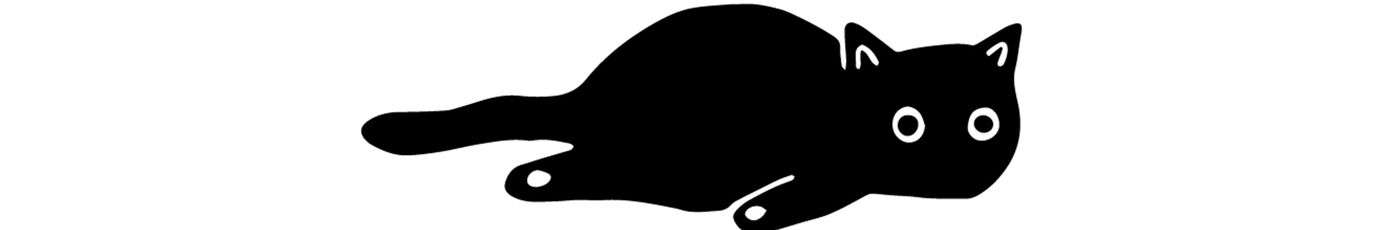 A black cat cartoon illustration lying in a cat blob