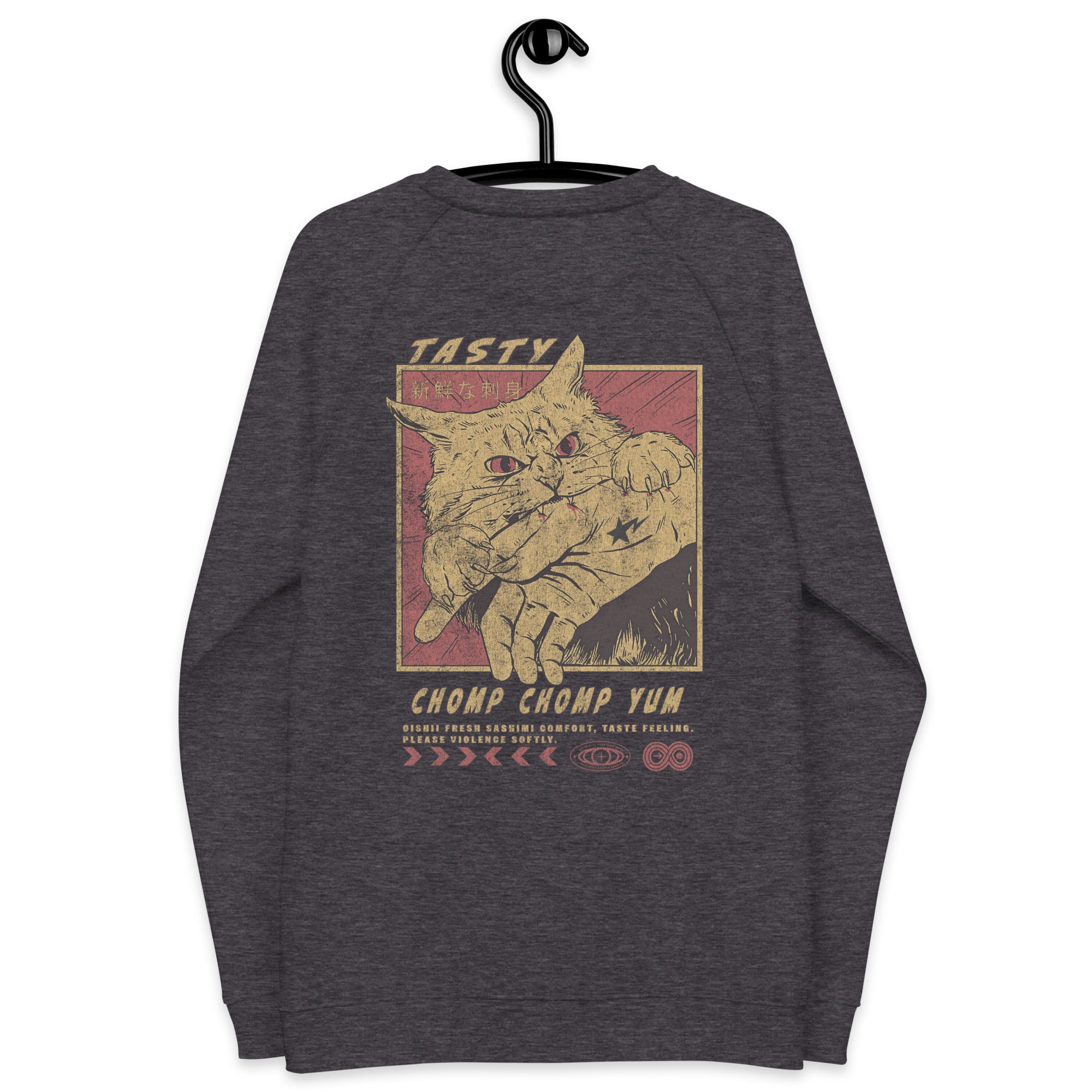 Charcoal Melange Sweatshirt hanging on a rack