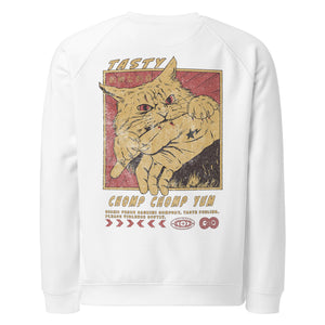 Back view of White Sweatshirt with NEKO DAIMON print