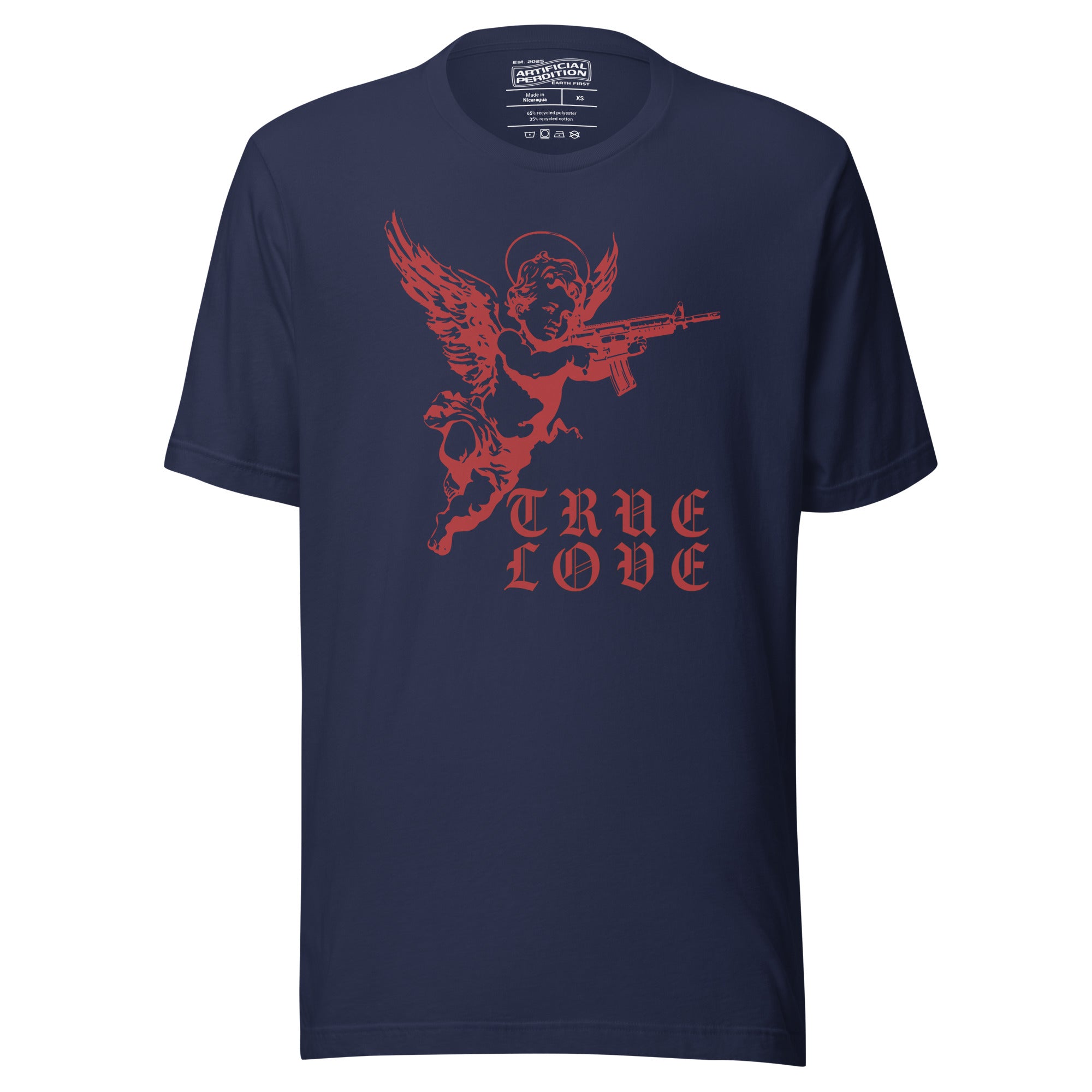 Product mockupThe cherub traded the bow for something heavier. True Love was never gentle. Dark irony apparel from Artificial Perdition.