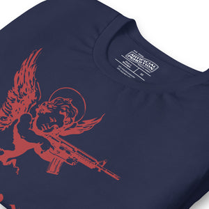 The cherub traded the bow for something heavier. True Love was never gentle. Dark irony apparel from Artificial Perdition.