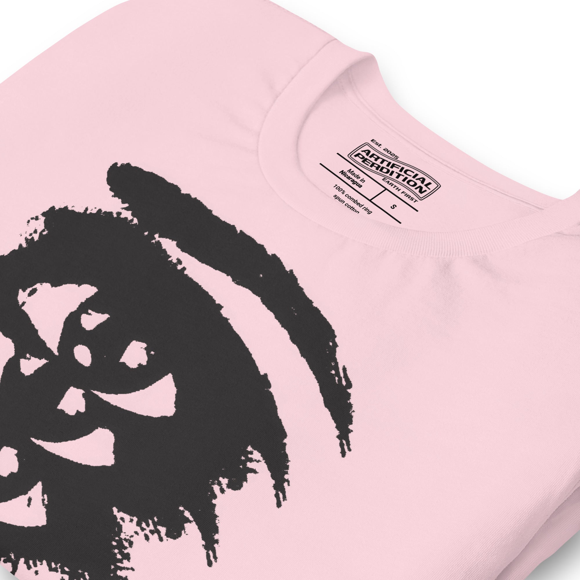 Rough ink brush stroke eye illustration in black and white, Thousand Yard Stare, high contrast graphic design, Artificial Perdition apparel